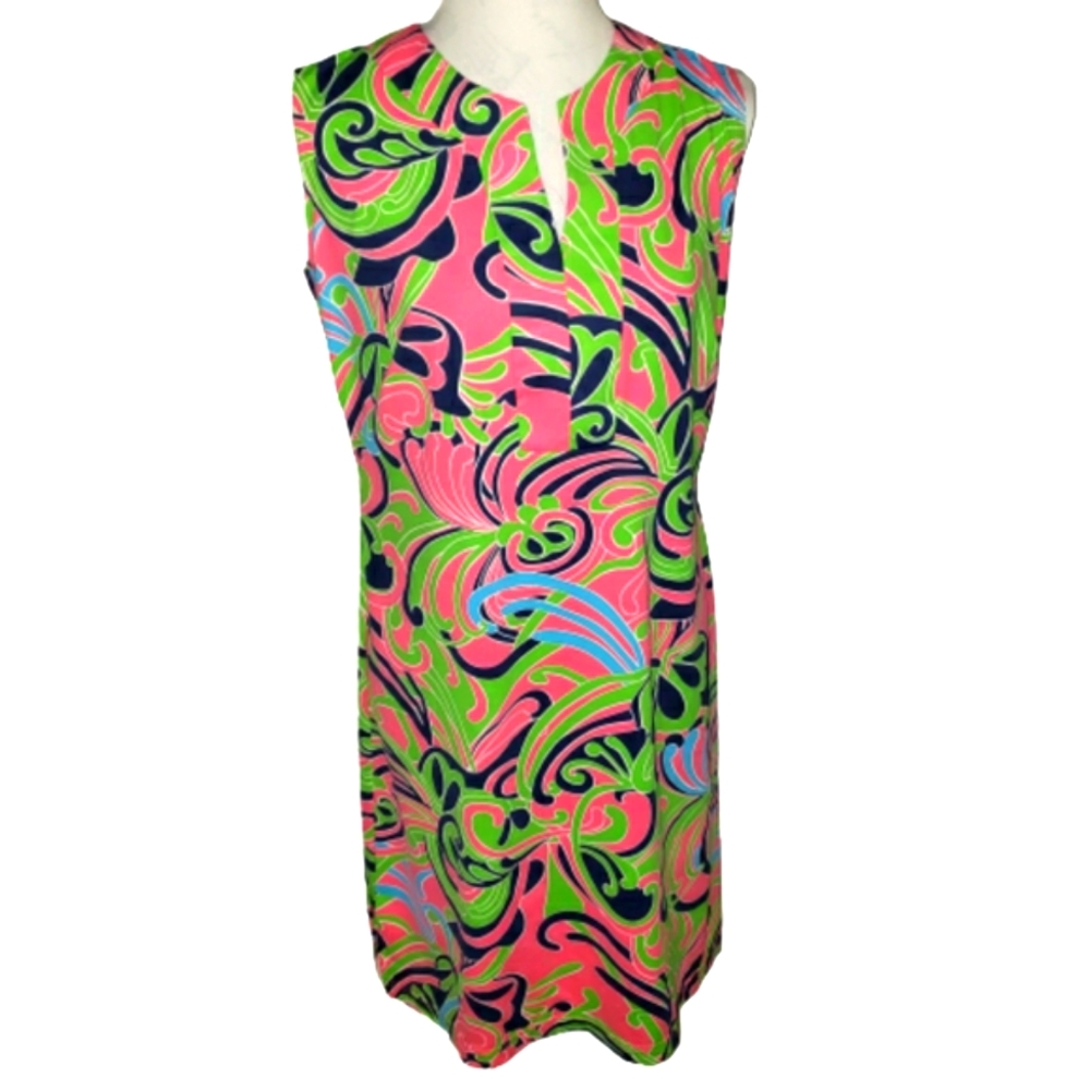 NWOT Katherine Way MCM Mod Swirl Dress Retro Pink/Green/ Blue/Aqua Swirl Dress